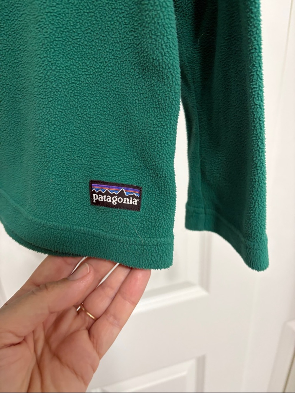 Patagonia green fleece pullover quarter-zip jacket women’s Med. - Picture 2 of 5